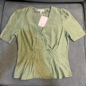 & Other Stories Puff Sleeve Double Breasted Blouse